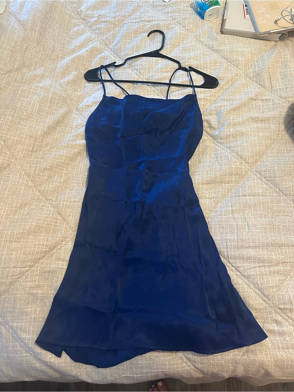 Zara Royal Blue Satin Backless Slip Dress